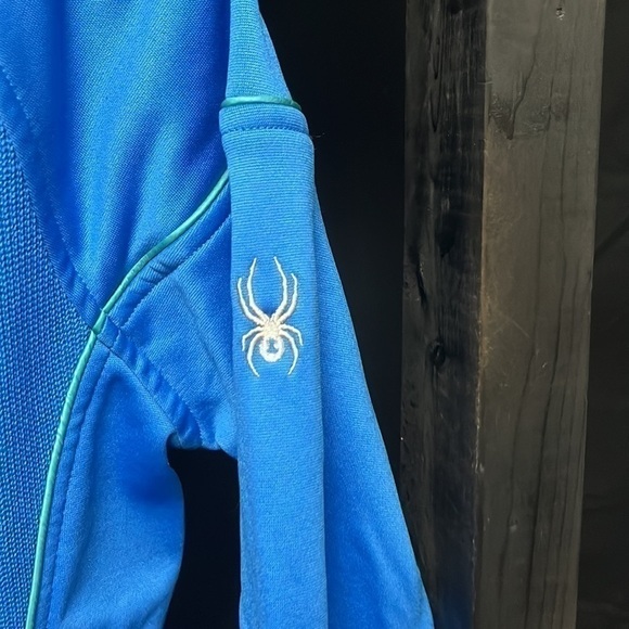 SPYDER- Light Blue With Light Green Trim Sweater Jacket - Picture 3 of 7